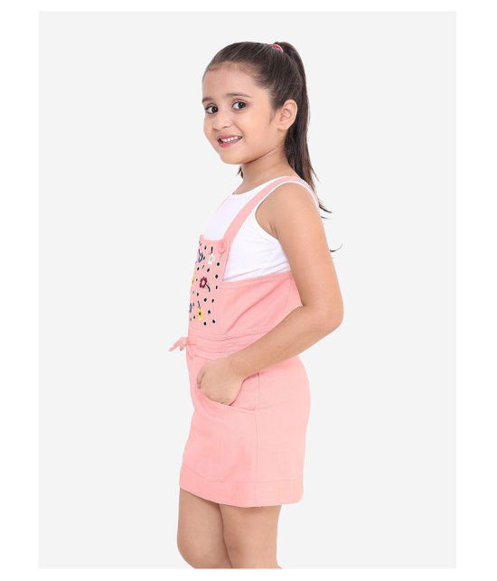 Naughty Ninos - Pink Cotton Girl's Dungarees ( Pack of 1 ) - None