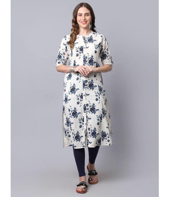 Pistaa - Navy Blue Cotton Womens Front Slit Kurti ( Pack of 1 ) - None