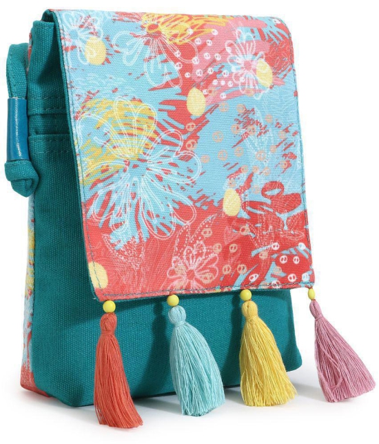 Anekaant Turquoise Cotton Sling Bag - Turquoise