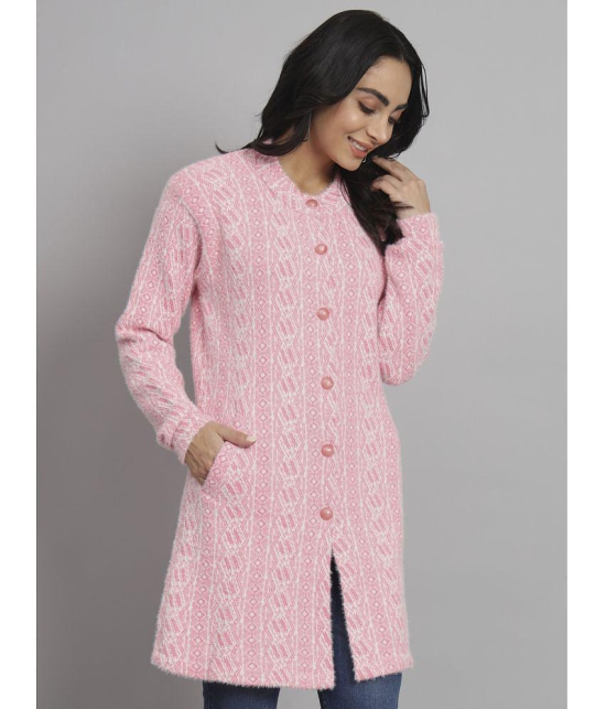 eWools.in Woollen Round Neck Women's Buttoned Cardigans - Pink ( ) - None