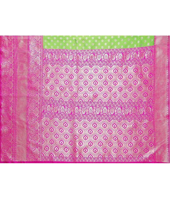 Rangita Women Ethnic Motifs Woven Silk Saree with Blouse Piece - Fluorescent Green - Fluorescent Green