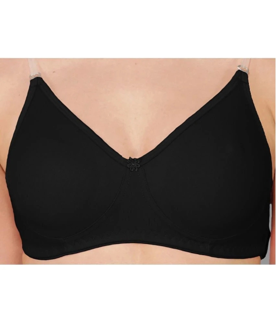 Madam - Black Cotton Blend Lightly Padded Women's T-Shirt Bra ( Pack of 1 ) - None