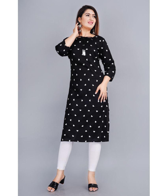 Smien - Black Rayon Women's Straight Kurti ( Pack of 1 ) - None