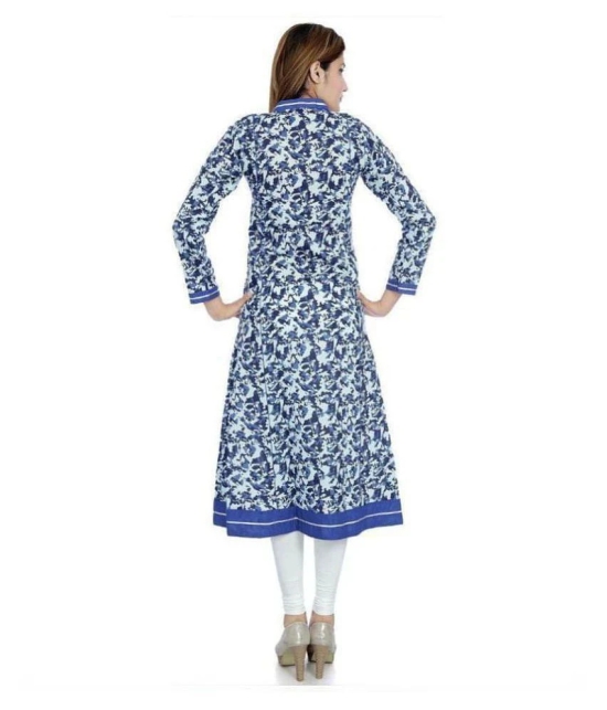 Divena - Blue Cotton Womens Front Slit Kurti ( Pack of 1 ) - 3XL