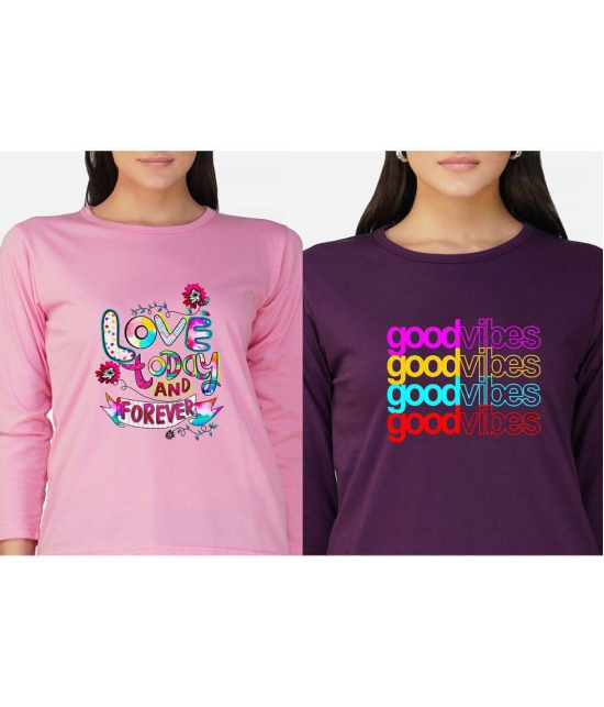 CHOZI - Multi Color Cotton Blend Regular Fit Women's T-Shirt ( Pack of 2 ) - None