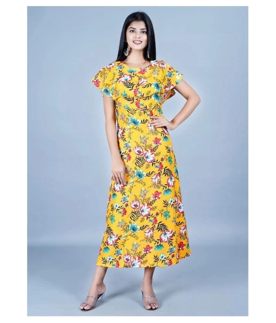 Rangun Crepe Yellow A- line Dress - Single - L