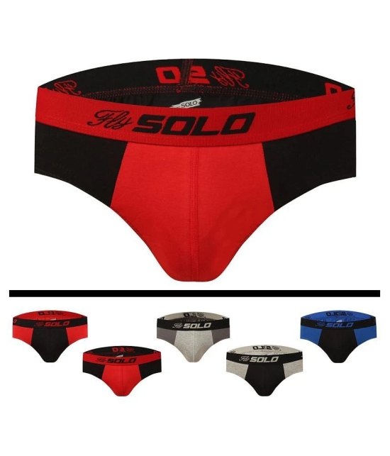 Solo - Multicolor Cotton Mens Briefs ( Pack of 5 ) - 75