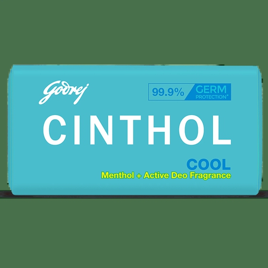 Cinthol Cool Menthol + Active Deo Fragrance Soap, 99.9% Germ Protection, 100 G (Pack Of 3)