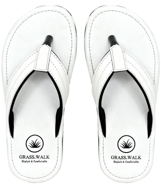 GRASS WALK White Mens Thong Flip Flop - None