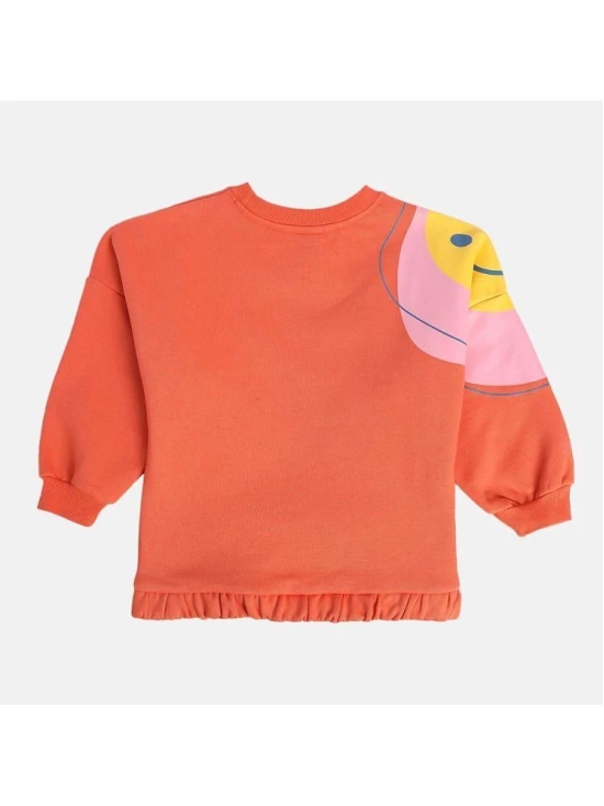 Miniklub Girls Round Neck Full Sleeve Knit Sweat Shirt (Orange Color) - None