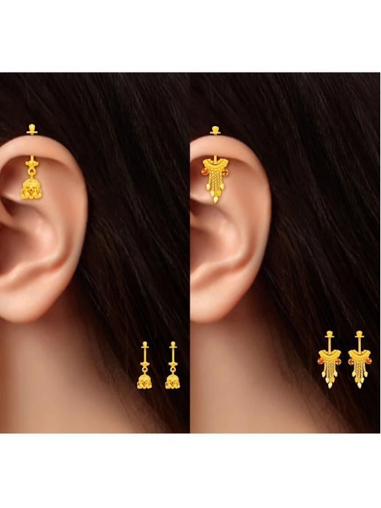 LUV FASHION Gold EarCuff Earrings ( Pack of 2 ) - Gold