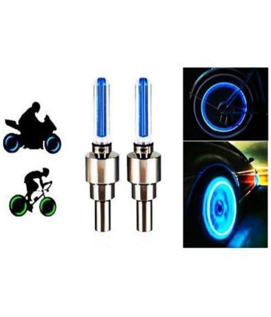 Tyre Led Light Rim Valve Cap Flashing With Motion Sensor Blue For Car And Bike (Set of 2)