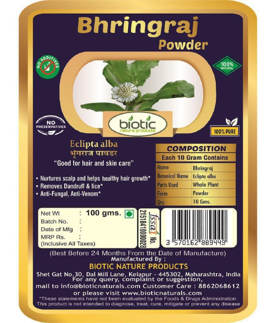 Biotic Bhringraj Powder(Eclipta Alba) Hair Scalp Treatment 100 g