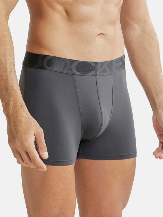 Jockey IC28 Men Tactel Microfiber Elastane Solid Trunk with Moisture Move Properties - Ebony - None