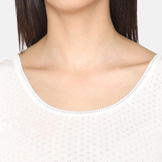 Vami Sleeve- less Thermal Top For Women in Off- White  Color M