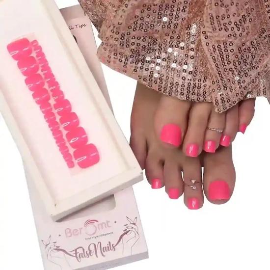 GLOSSY TOE NAILS (NAIL KIT INCLUDED)-Pink