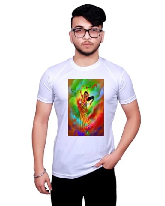 NITYANAND CREATIONS Round Neck White Holi T-Shirt for MEN-HOLI-T-SHIRT-11565-M