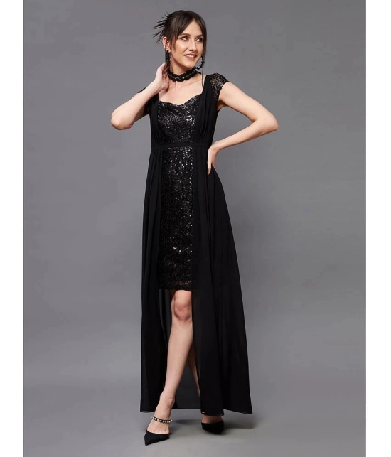 Miss Chase Polyester Embellished Full Length Womens Fit & Flare Dress - Black ( Pack of 1 ) - None