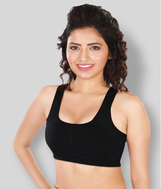 Dermawear Black Poly Cotton Solid Sports Bra - XL