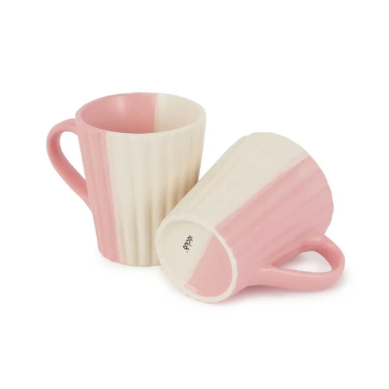 Dual Toned Ceramic Mug | Set of 2 Beige-Peach