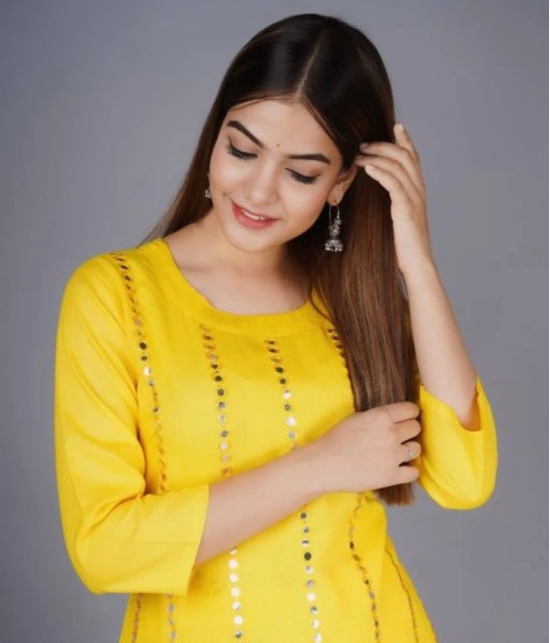 MIRROR WORK KURTA WITH SHARARA-2XL / Yellow