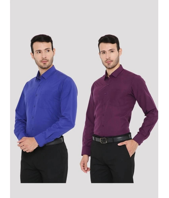 Maharaja - Multicolor Polyester Slim Fit Mens Formal Shirt ( Pack of 2 ) - 44