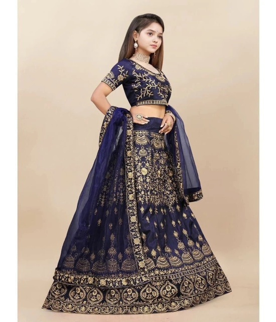 A TO Z CART Blue Silk Girls Lehenga Choli Set ( Pack of 1 ) - None