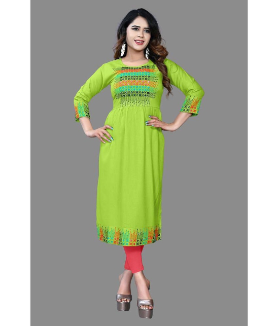 haya fashion - Lime Green Rayon Women's Straight Kurti ( Pack of 1 ) - None