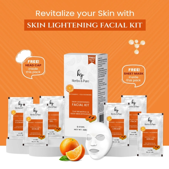 Skin Lightening Vitamin C & Glutathione Facial Kit, Face Wash and Bleach