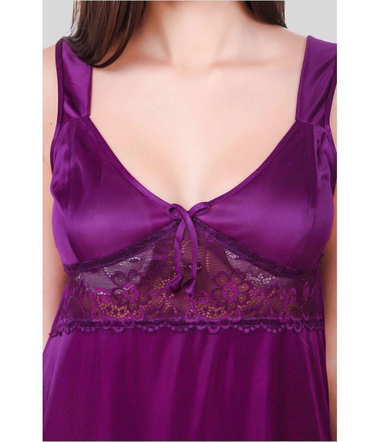 Fasense - Purple Satin Women''s Nightwear Nighty & Night Gowns ( Pack of 1 ) - None