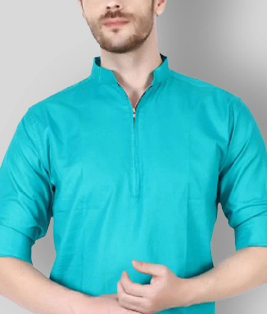 Springberry - Turquoise Cotton Slim Fit Mens Casual Shirt ( Pack of 1 ) - None