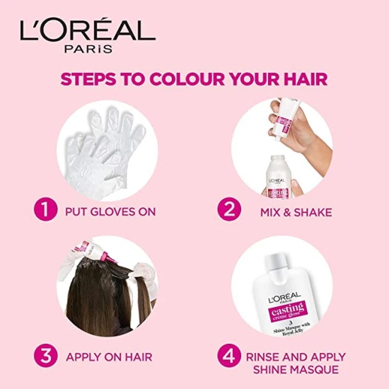 LOral Paris Semi-Permanent Hair Colour Ammonia-Free Formula  Honey-Infused Conditioner Glossy Finish Casting Crme Gloss Darkest Brown 300