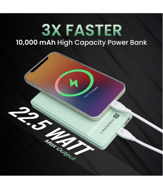 Portronics 10000 -mAh 22.5W Li-Polymer Power Bank - Green