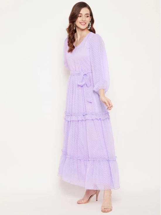 V-Neck Puff Sleeve Tiered Maxi Dress