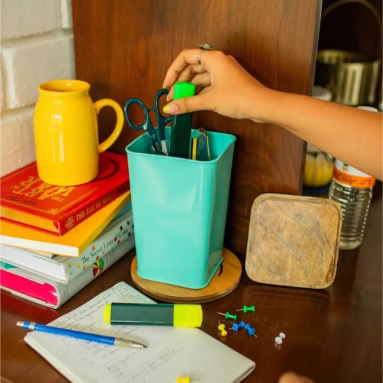 Square Metal Storage Jar Large: Marine