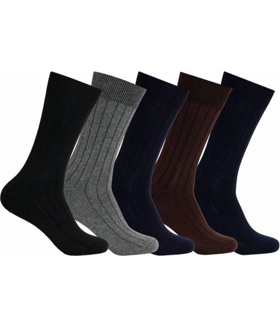 hicode Blended Men's Self Design Multicolor Mid Length Socks ( Pack of 5 ) - Multicolor