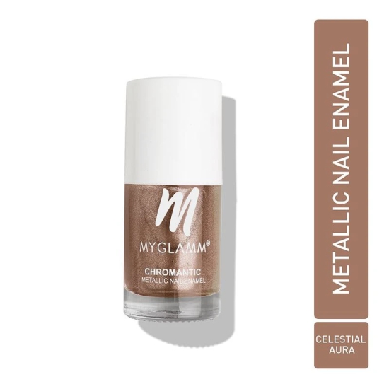 MyGlamm Chromantic Metallic Nail Enamel - Celestial Aura (Copper Brown Shade) | Chamical Free, Chrome Finish & Long Lasting Nail Polish (10ml)