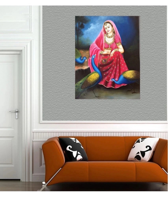 Asmi Collection Self Adhesive Vinyl Rajasthani Lady Wall Sticker ( 78 x 60 cms )