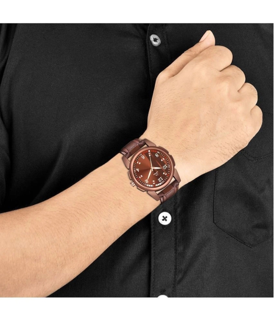 Septem Brown Leather Analog Mens Watch