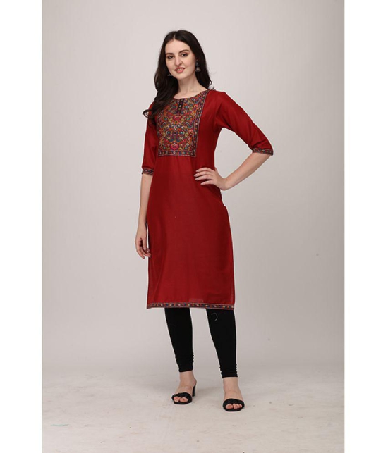 Berrylicious Red Cotton Silk Straight Kurti - Single - XL