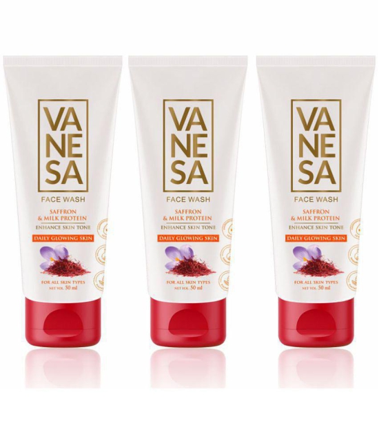 Vanesa Saffron & Milk Protien Face Wash For All Skin Type 50Gm Each (Pack Of 3)