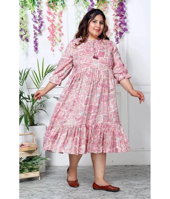 Swasti Cotton Blend Printed Anarkali Womens Kurti - Pink ( Pack of 1 ) - None