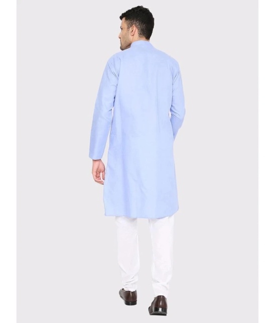 Maharaja - Sky Blue Cotton Blend Mens Regular Kurta ( Pack of 1 ) - None