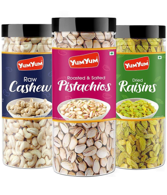 YUM YUM Dry Fruits Combo Pack 450 g ( Cashews, Pistachios & Raisins) 150 g Jar Each