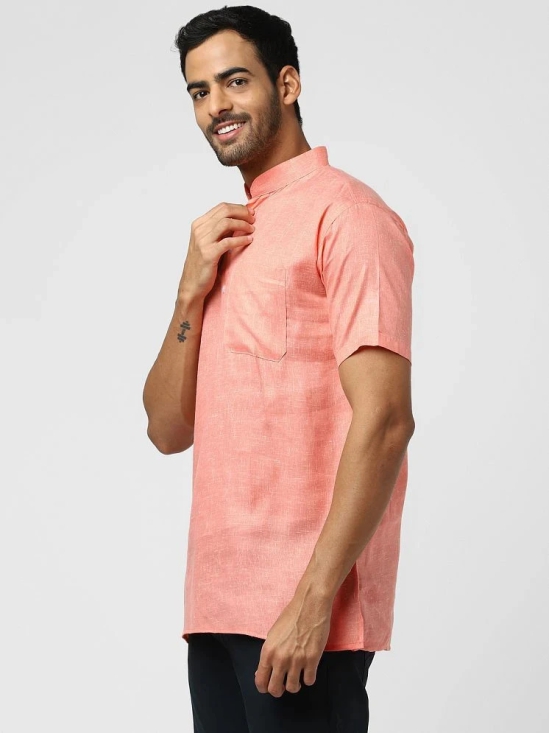 DESHBANDHU DBK - Orange Linen Mens Regular Kurta ( Pack of 1 ) - None