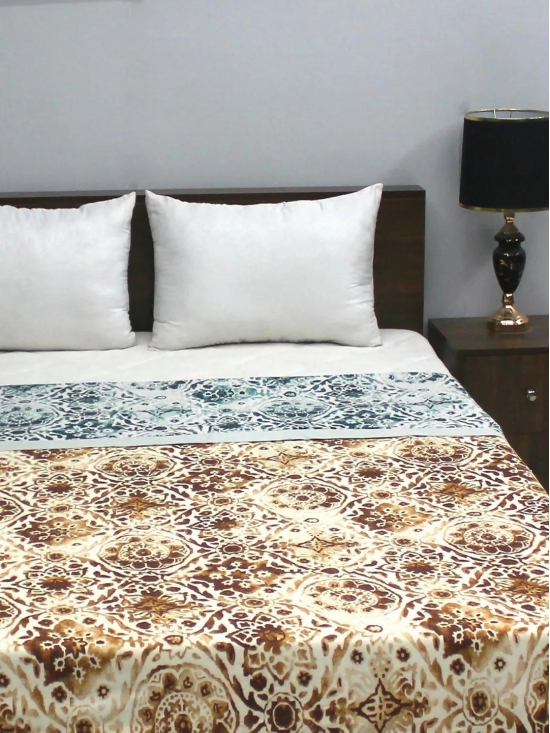 Satin Dreamz 500 GSM Brown Floral Print Double Bed Reversible 3 Ply Dohar