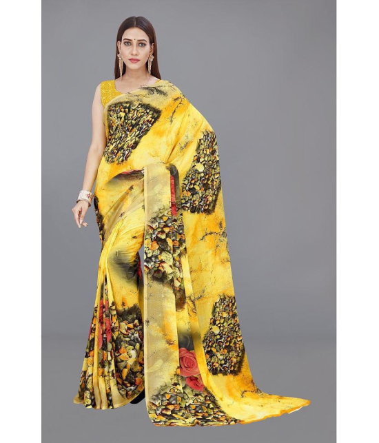 Anand Sarees - Yellow Georgette Saree With Blouse Piece ( Pack of 1 ) - Yellow