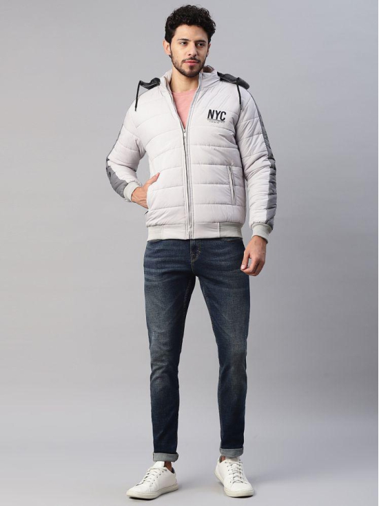 UrbanMark Men Regular Fit Men Quilted Hooded Jacket-Light Grey - None