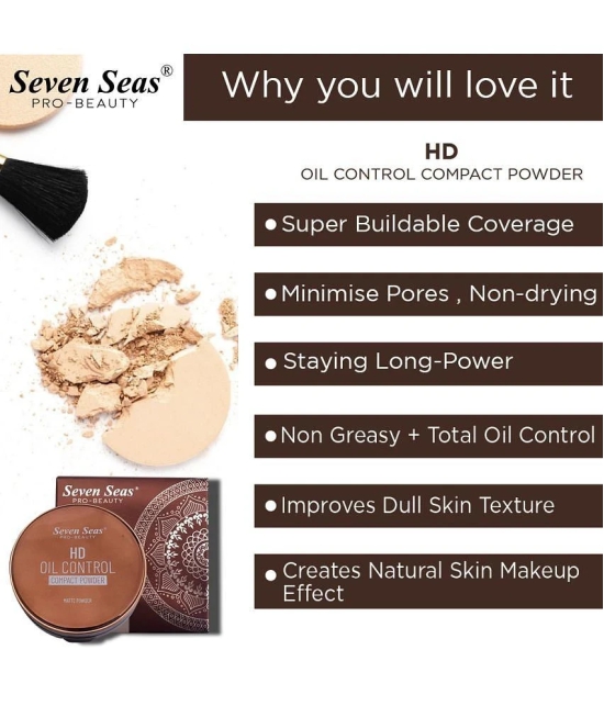 Seven Seas HD Oil Control 2 in 1 Matte Compact Powder | Oil Free Compact for Women (Skin)