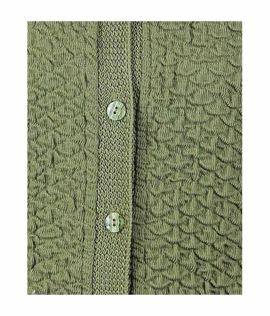 eWools.in Green Woollen Full Sleeves Buttoned Cardigan - XL